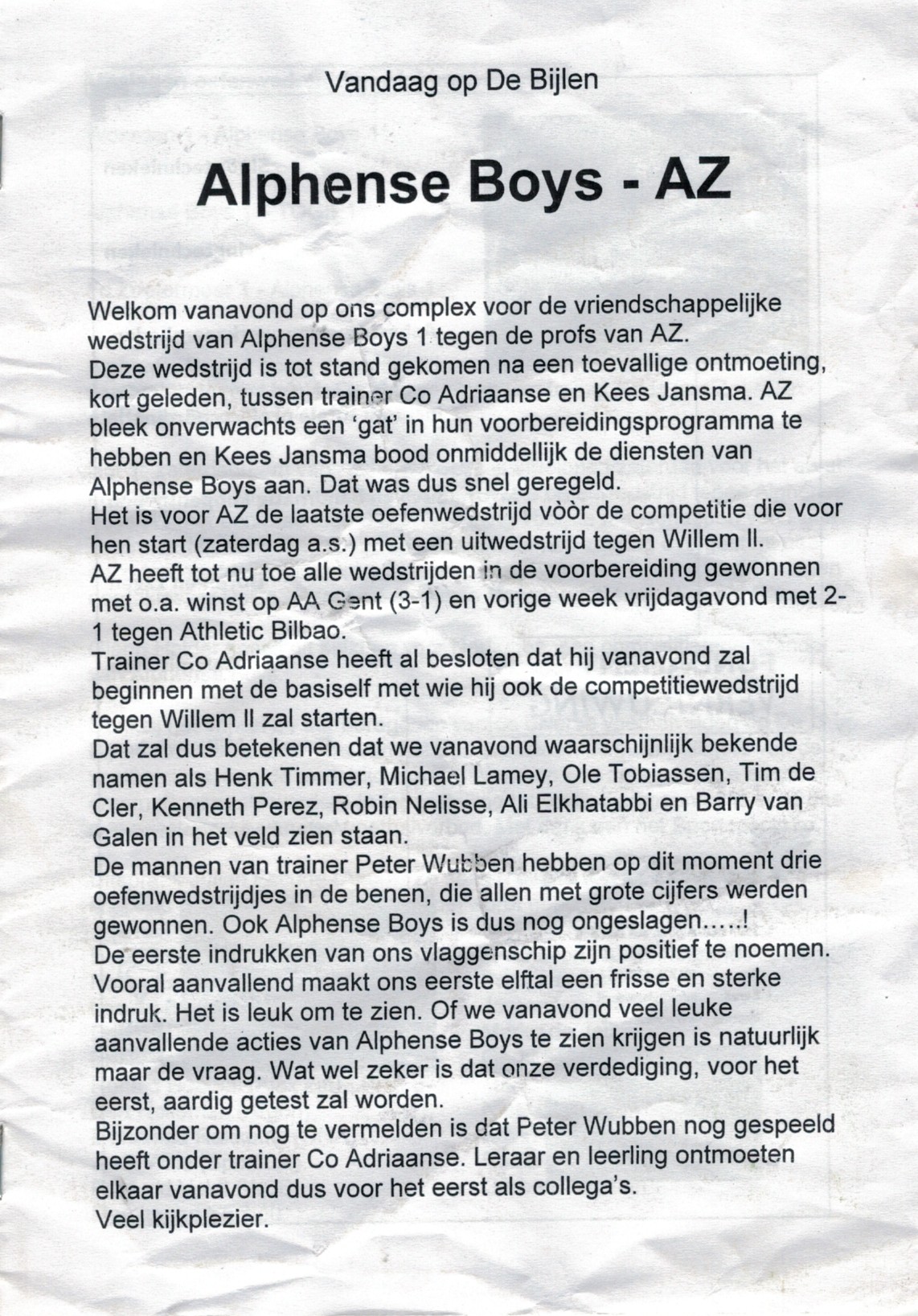 AZ Programma 12-aug-2003 Alphense Boys uit